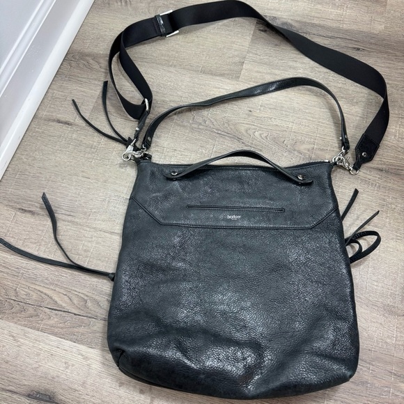 Botkier Logan Leather Hobo Purse Black Leather Crossbody Shoulder Bag - Picture 1 of 12